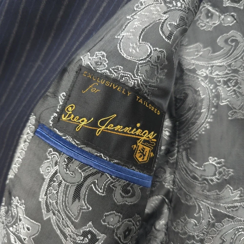 Daryl James Suit Mens 40 33x31 Blue Pinstripe 2 Piece Bespoke NFL Player‎ Custom